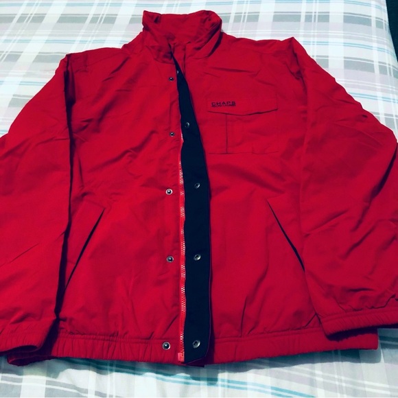 Chaps Ralph Lauren Classic Winter Jacket Red/Navy Blue Size Medium Fleece Lined - Picture 3 of 9